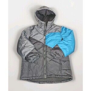Waterfront Boys XL 14/16 Ski Winter Jacket Gray Blue Puffer Hooded Coat EUC
